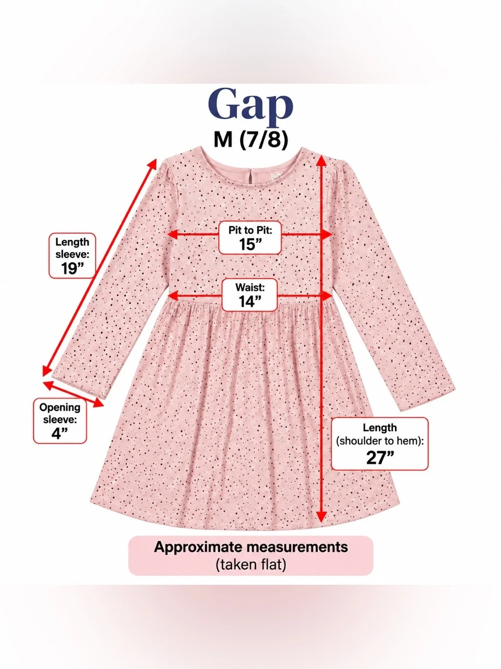 GAP Light Pink Eyelet Long Sleeve Dress Size Medium (7/8)